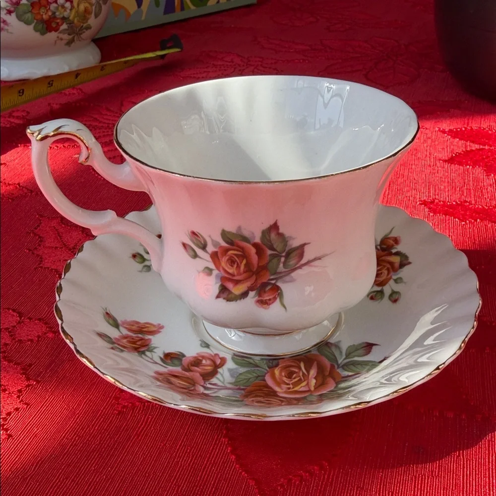 Vintage  Royal Albert Centennial Rose bone china teacup and saucer set.